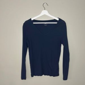 Navy Gap V Neck Long Sleeve T Shirt Size L